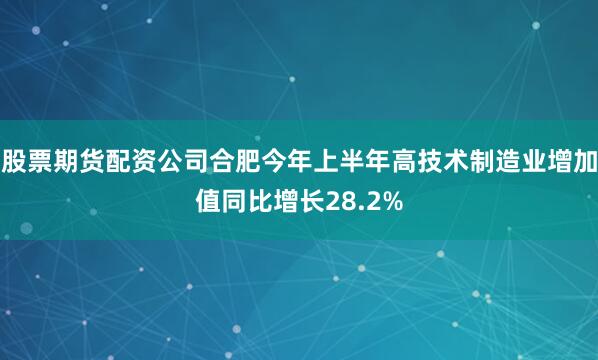 股票期货配资公司合肥今年上半年高技术制造业增加值同比增长28.2%